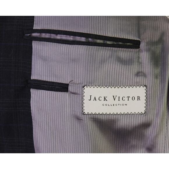 Jack Victor Charcoal Gray Windowpane 130's Wool Cashmere Blazer Jacket 41R - Picture 8 of 10